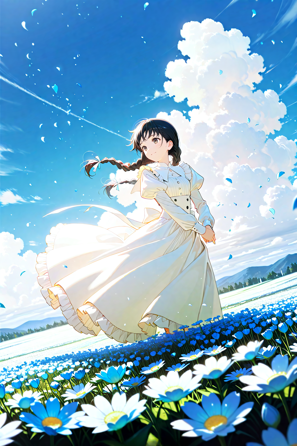 twin・braid・low・short