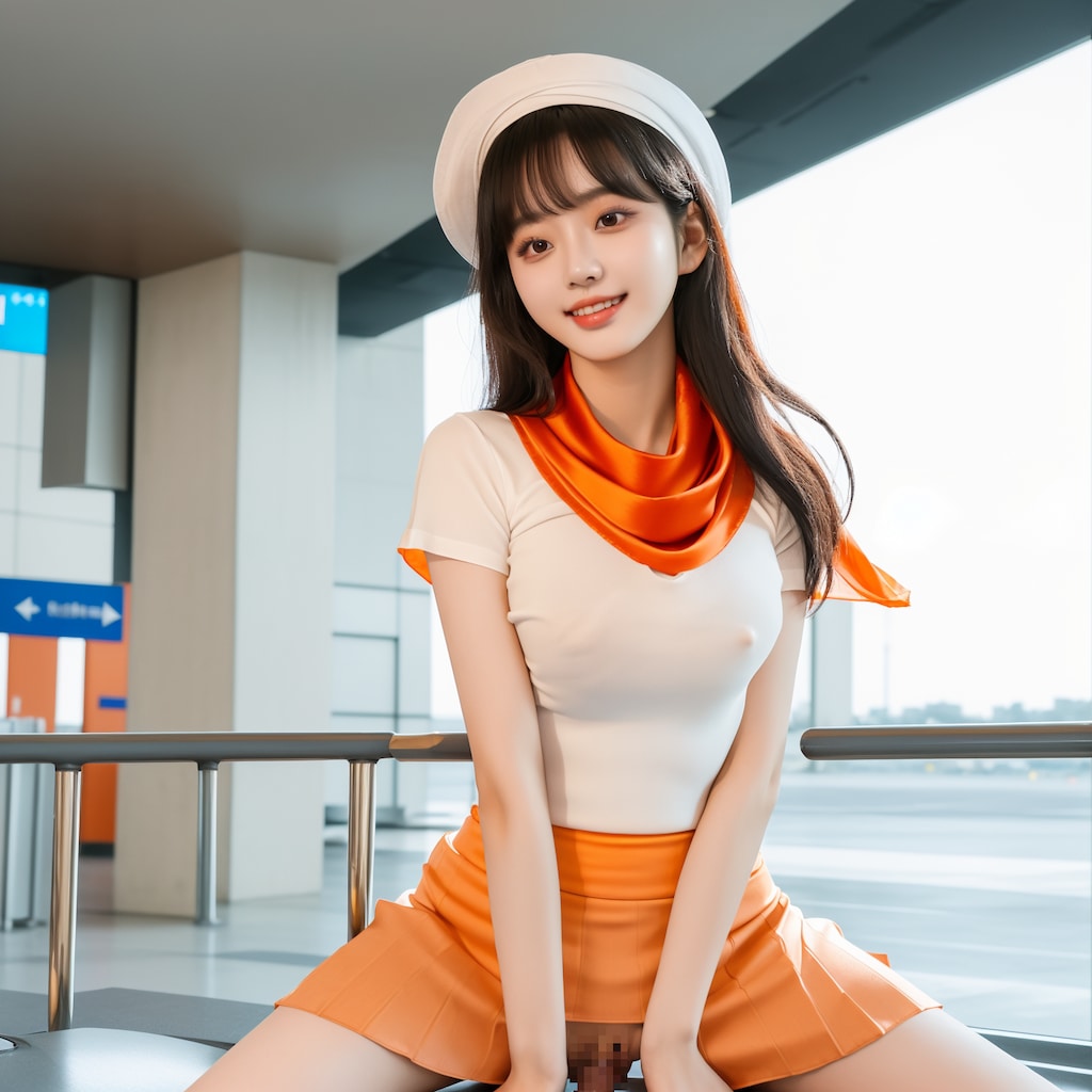 test12_cabin attendant オレンジ衣装