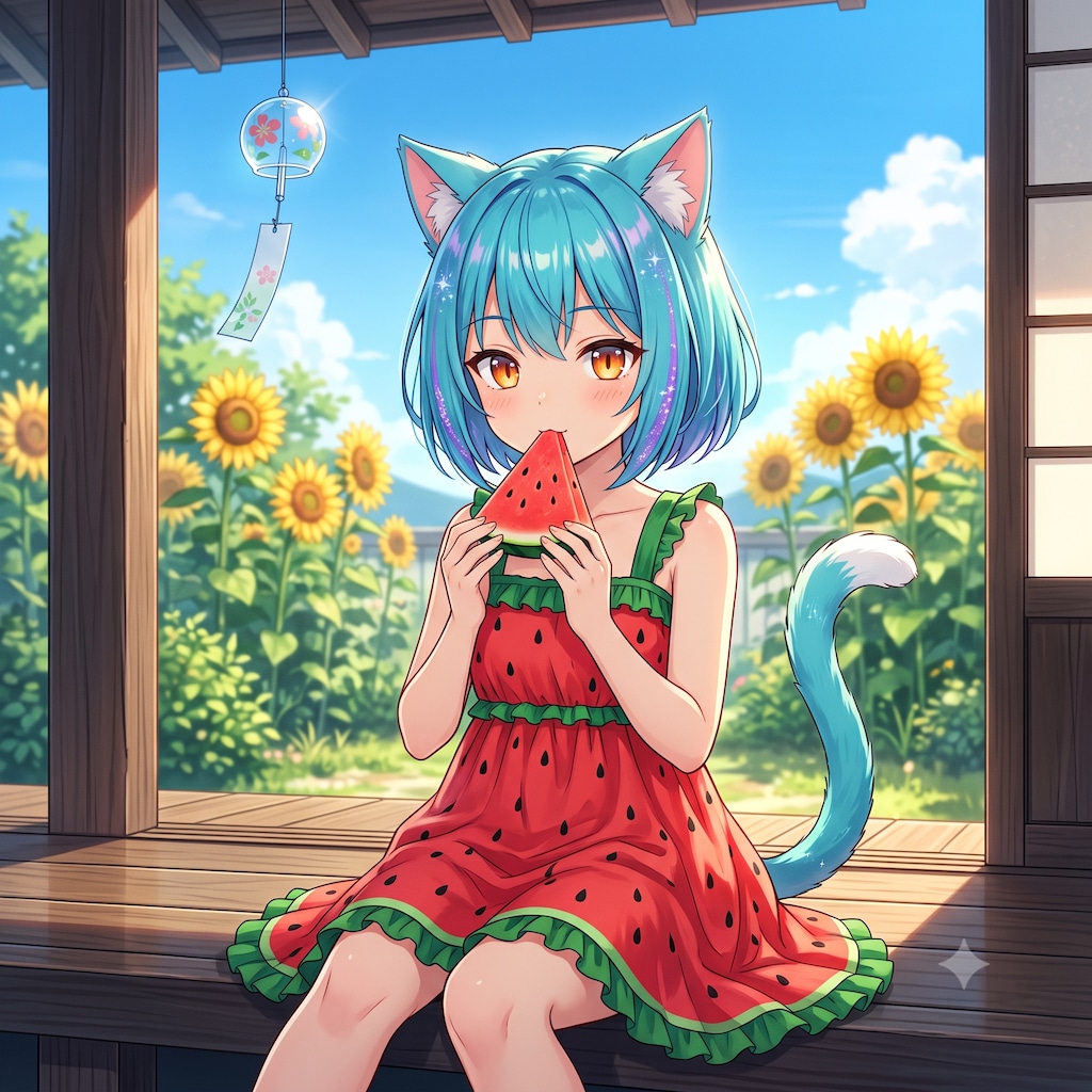 スイカ とミケちゃん
