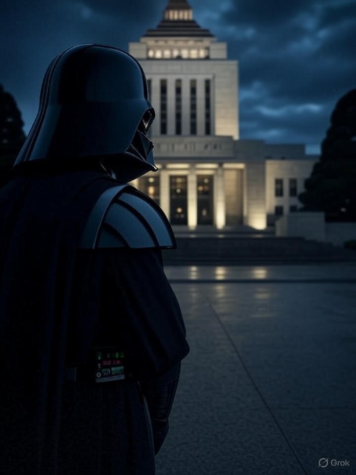 【Grokで生成しな！】ベイダー卿、日本をどうするか悩む＋おまけ２枚 | の人気AIイラスト・グラビア