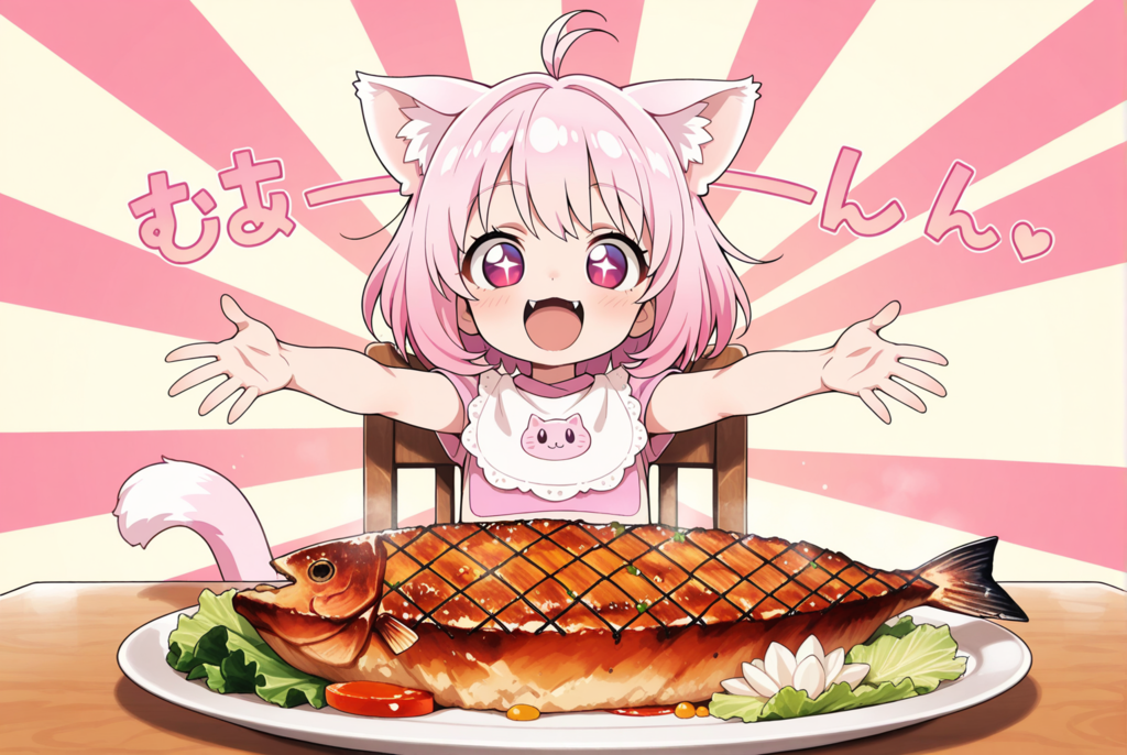 おっきなおさかにゃ料理だにゃ～ん♡