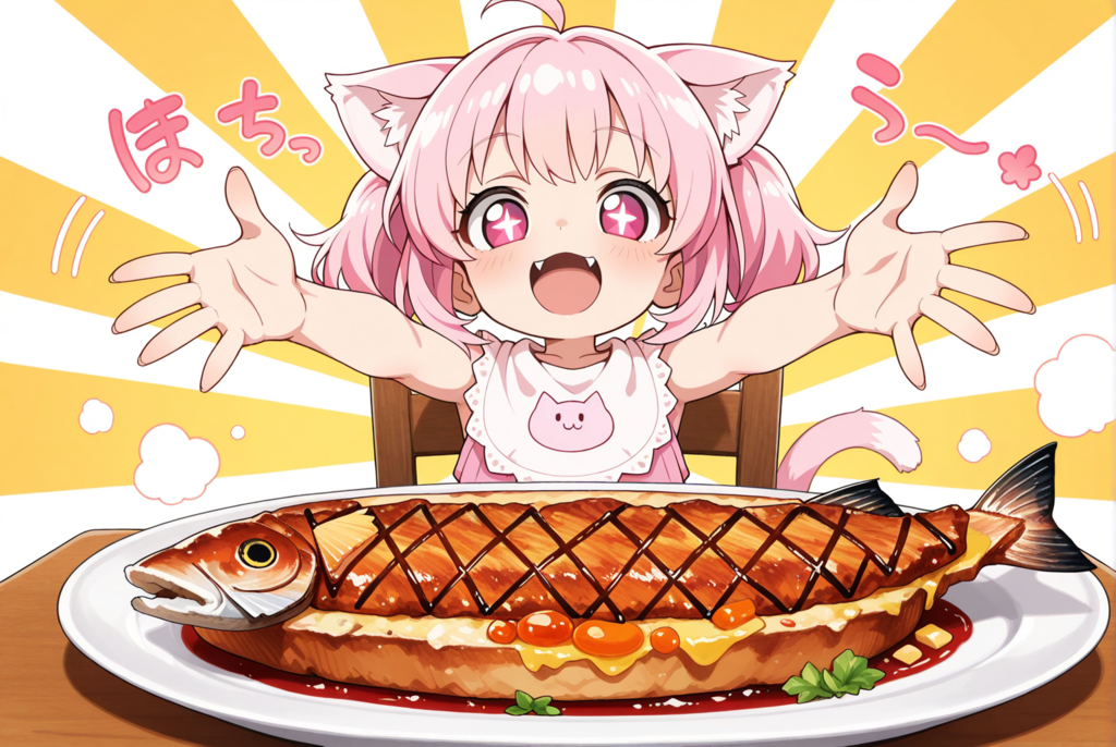 おっきなおさかにゃ料理だにゃ～ん♡