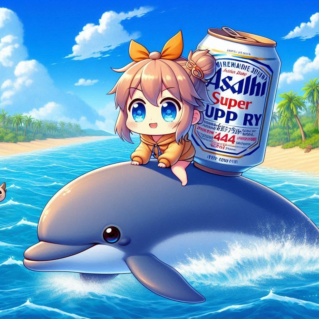 イルカに乗って海を渡る小さな女の子