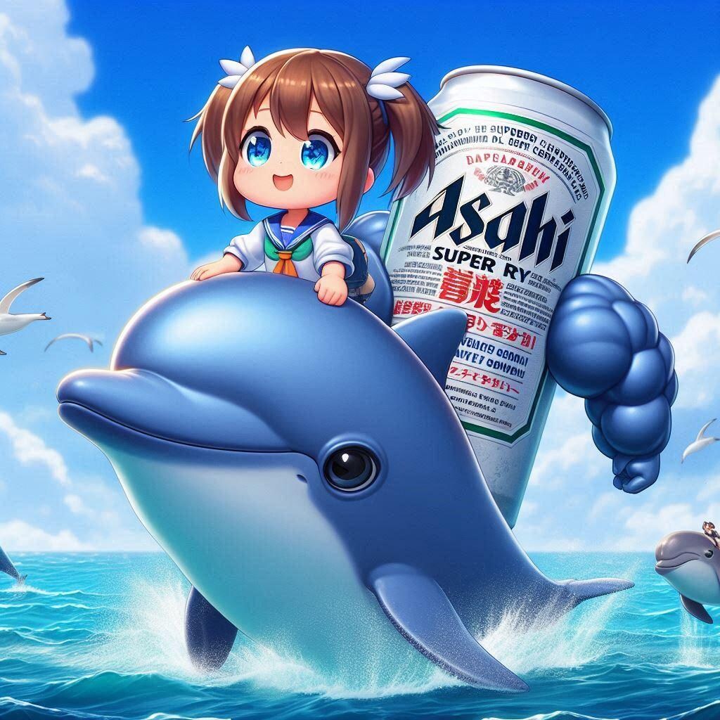 イルカに乗って海を渡る小さな女の子