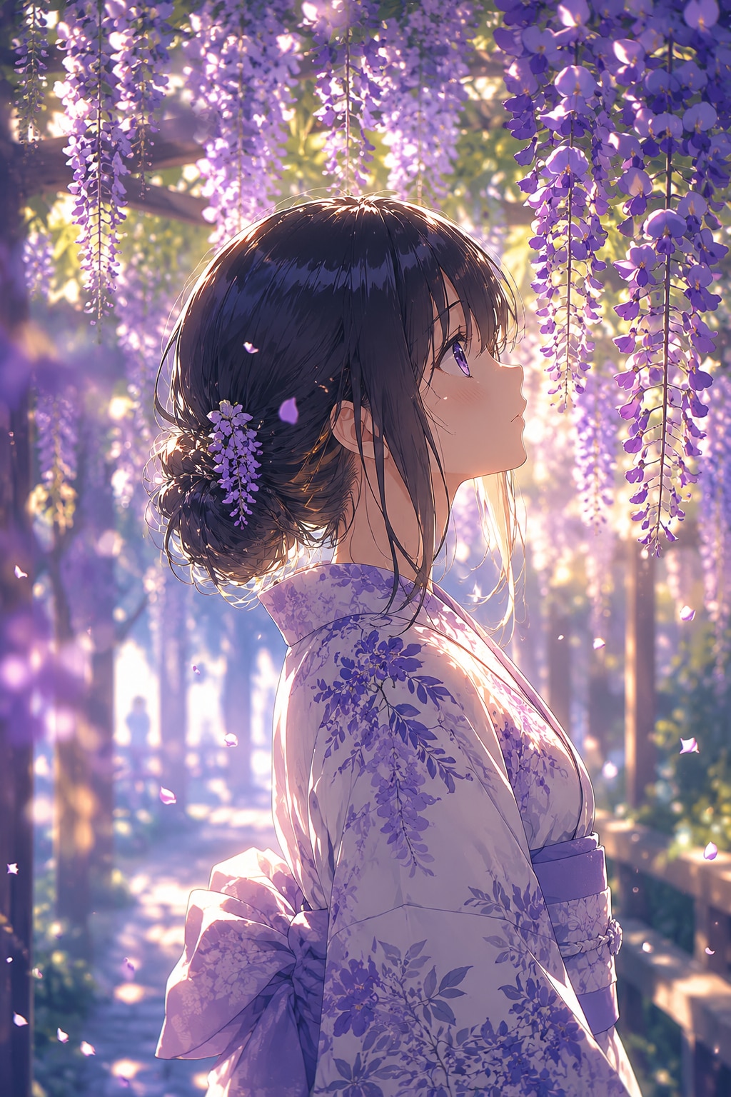 藤の光を見上げて
