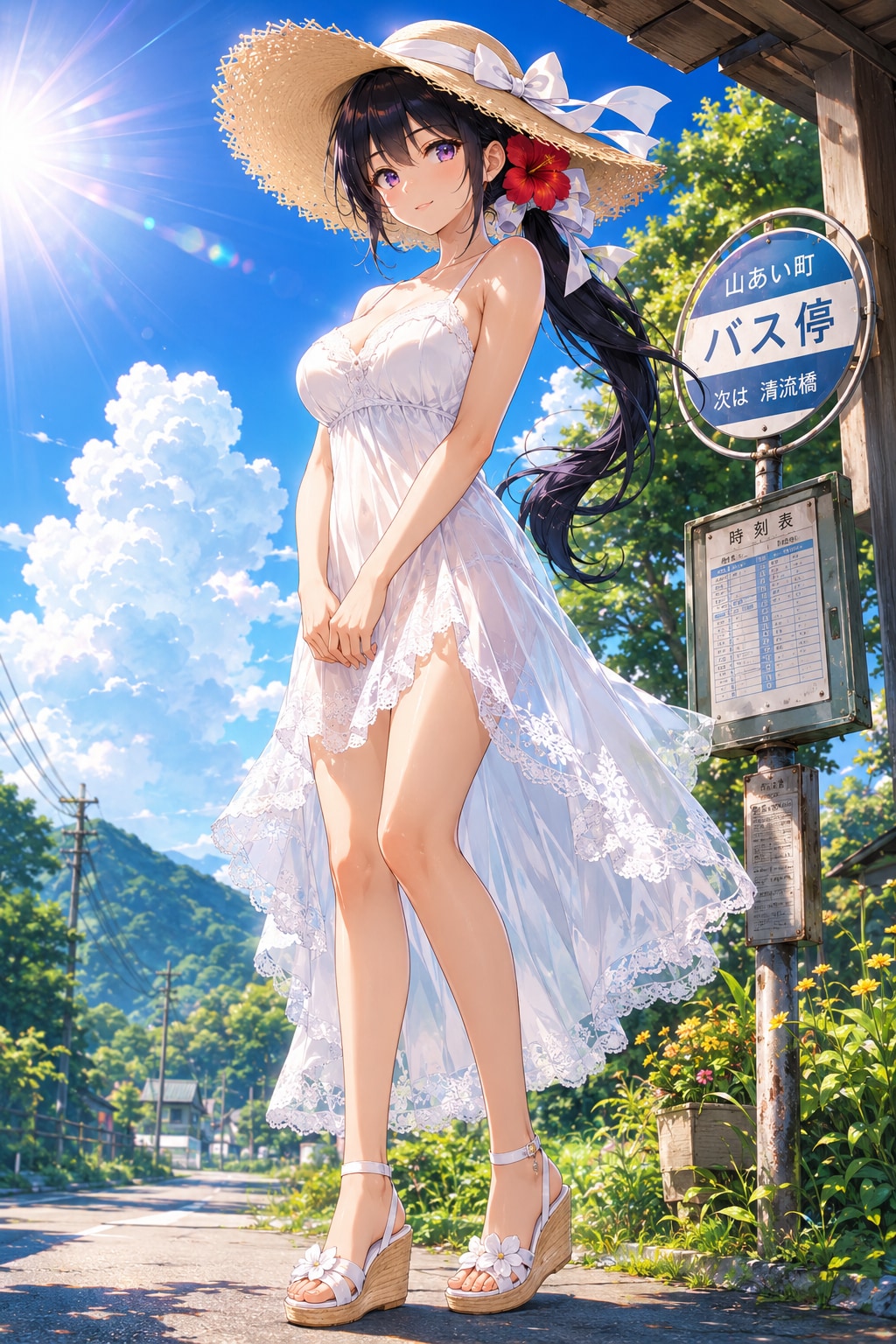 バス停にて