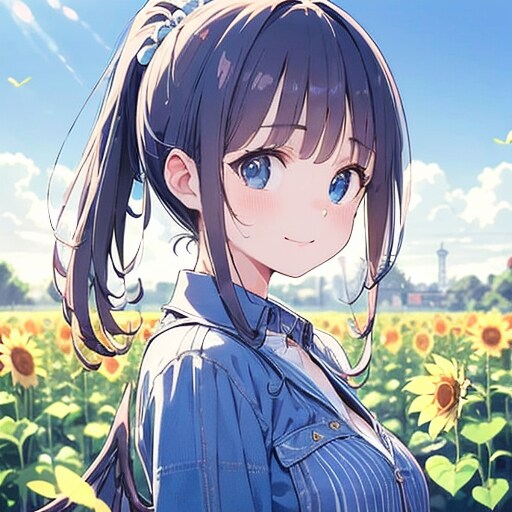 AQUAさんのひまわり畑 | の人気AIイラスト・グラビア