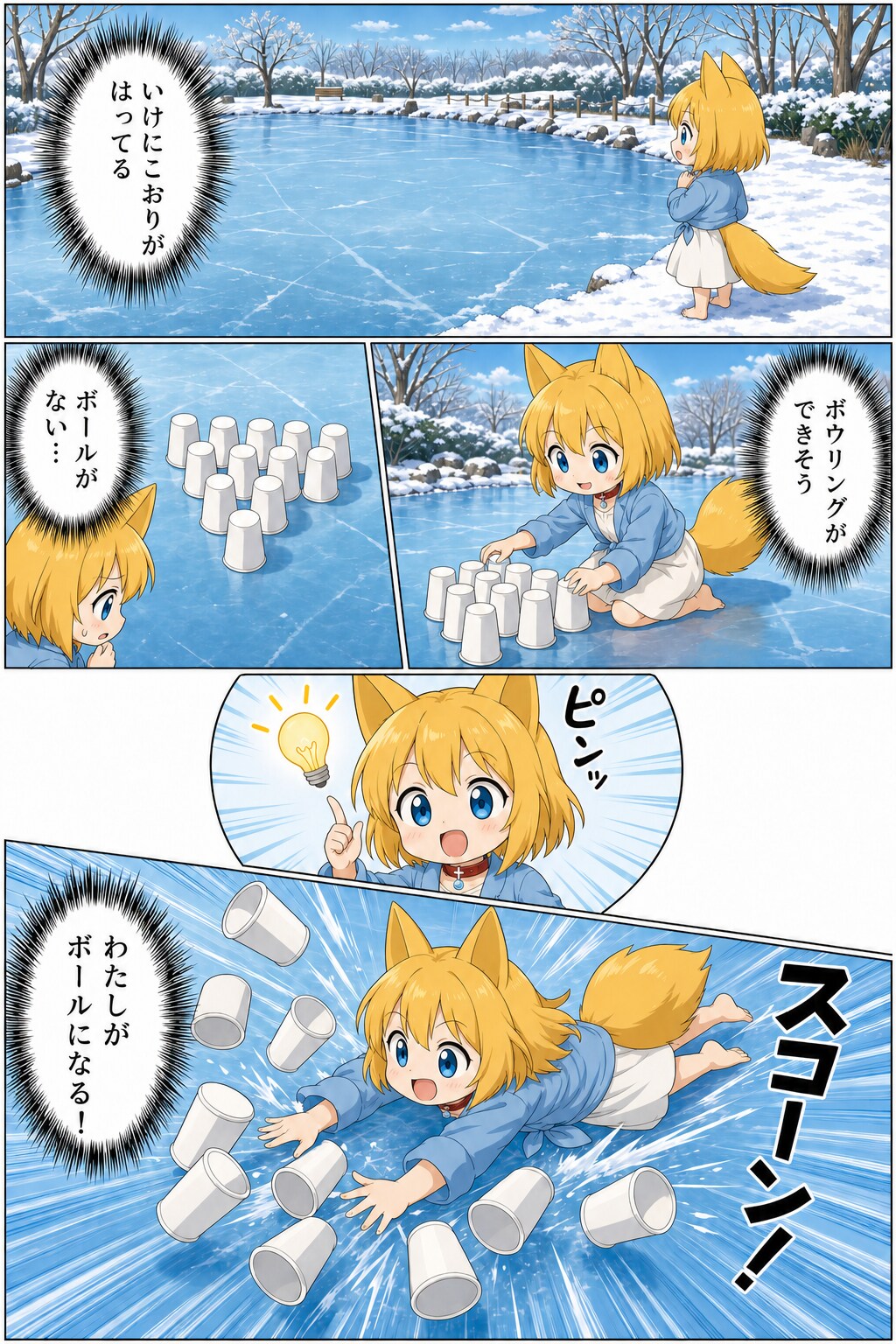 自らボールとなりストライクを決めるキツネ