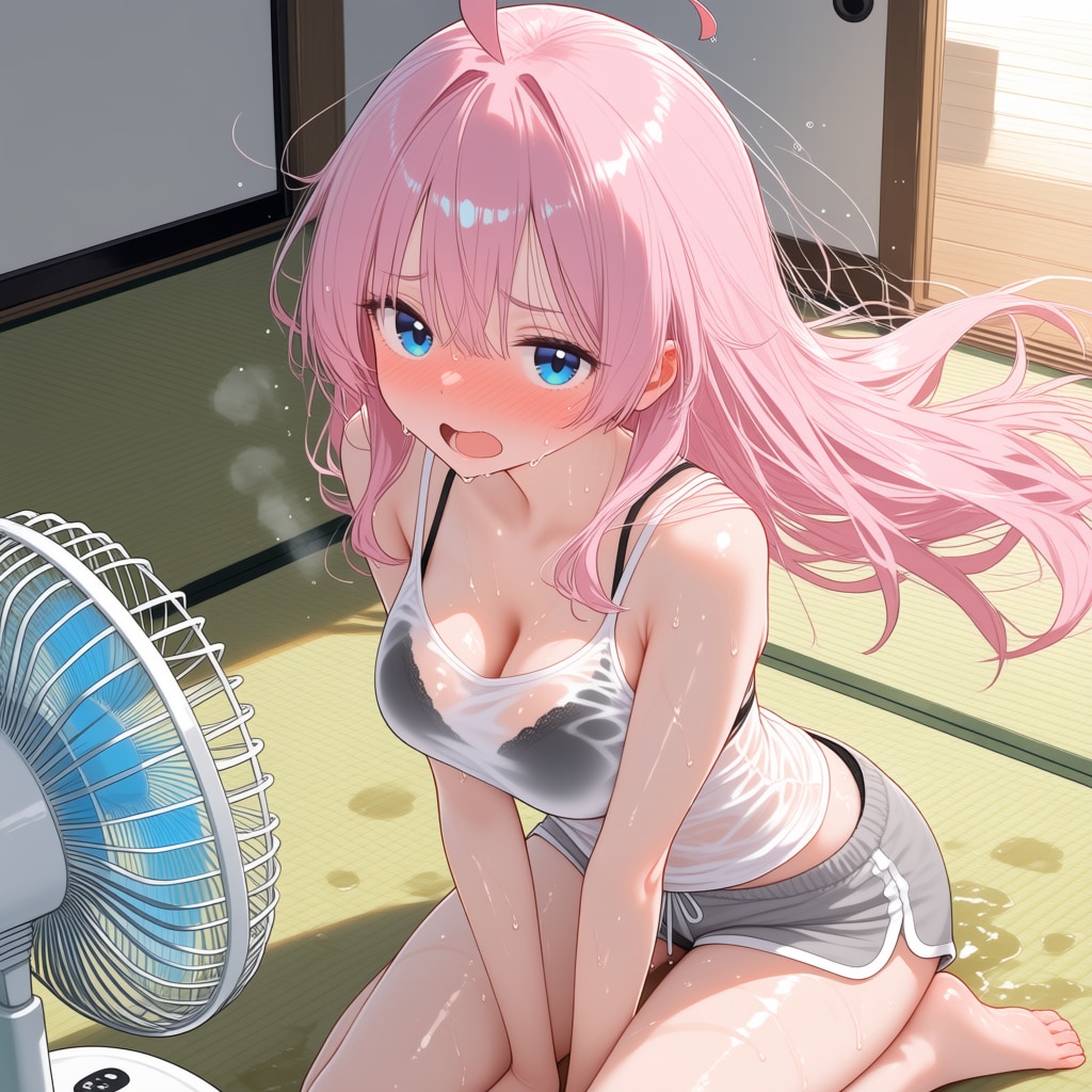 ピンク髪の子４　～汗だく～