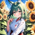 ひまわりを見に来た狐巫女さん 2枚目