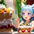 10枚）クリスマスケーキとケモ耳エルフさん 2枚目