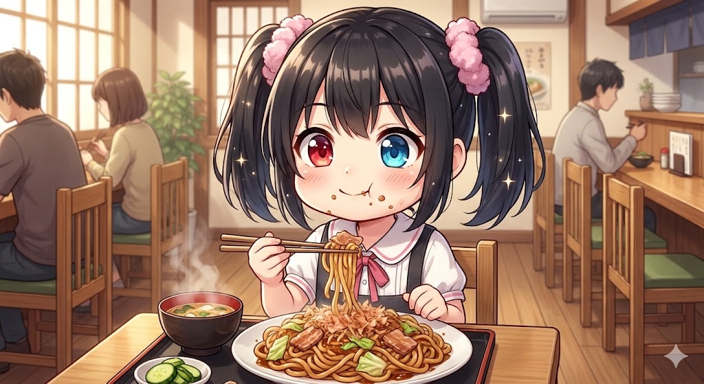 今日のお昼は焼きうどんです
