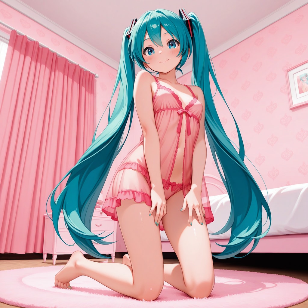 初音ミク【ベビードール】2 膝立ち&四つん這いポーズ