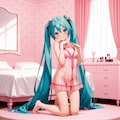 初音ミク【ベビードール】2 膝立ち&四つん這いポーズ 2枚目