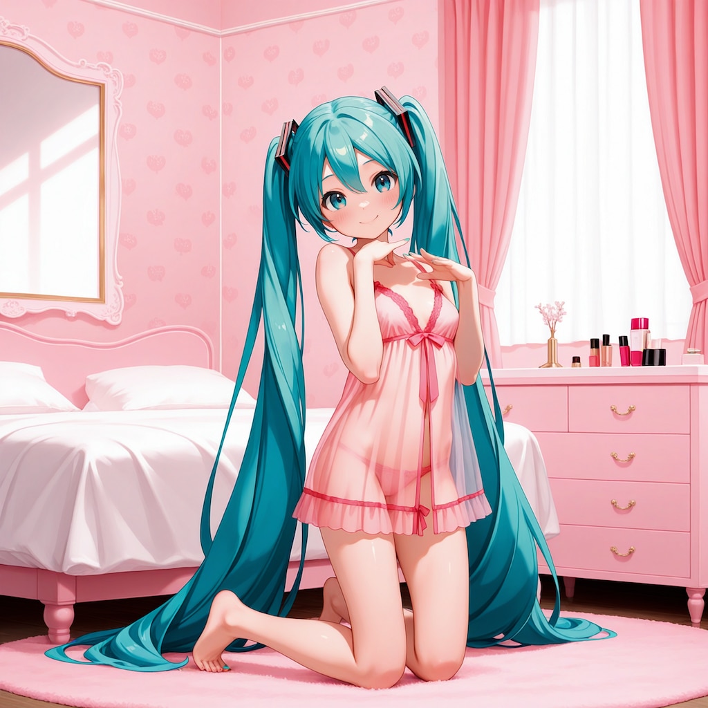初音ミク【ベビードール】2 膝立ち&四つん這いポーズ