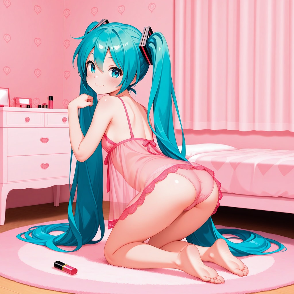 初音ミク【ベビードール】2 膝立ち&四つん這いポーズ