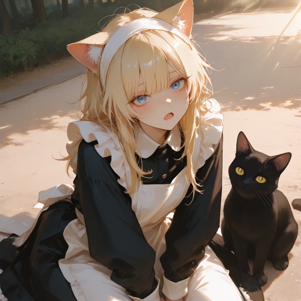 猫娘とでれ助（猫）