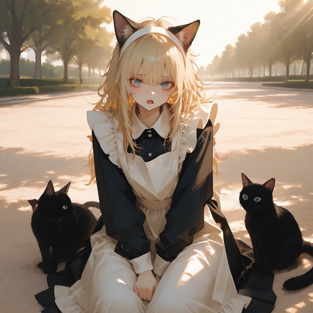 猫娘とでれ助（猫）