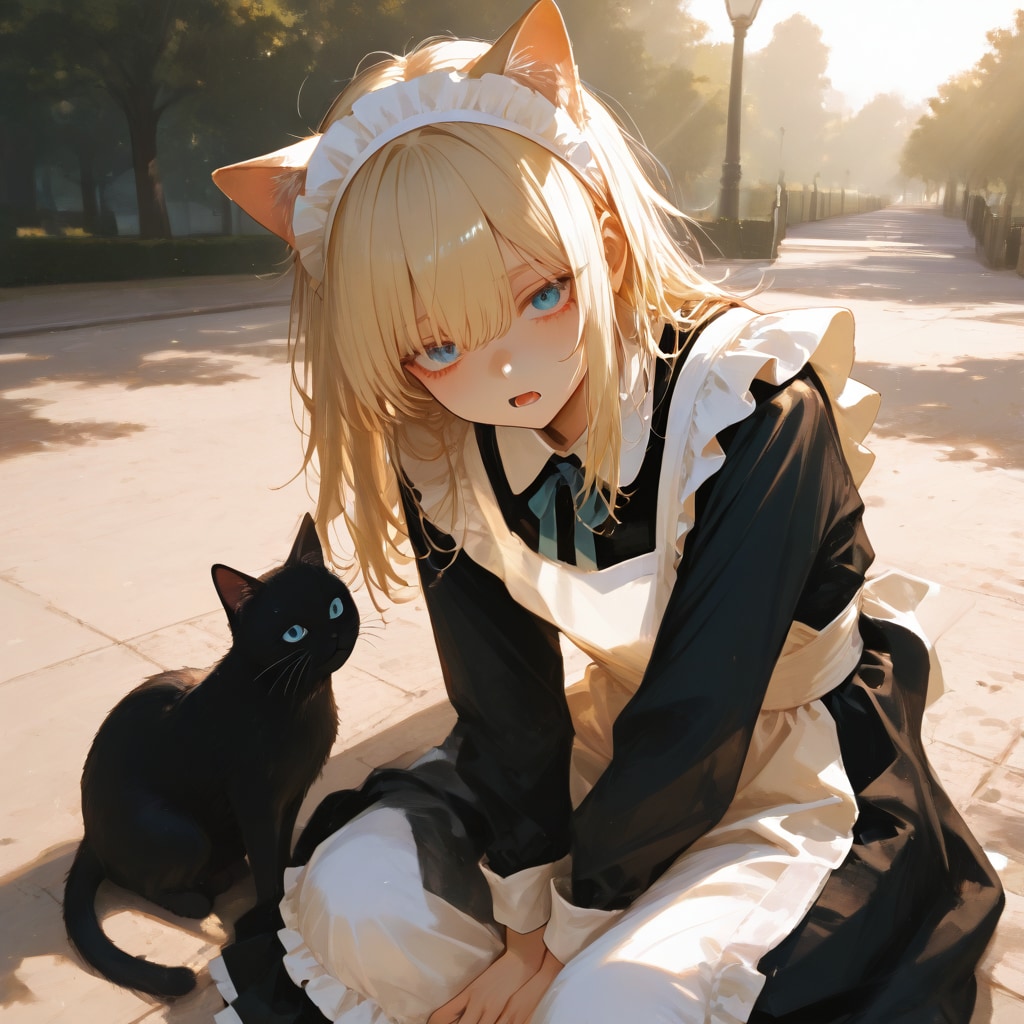 猫娘とでれ助（猫） | の人気AIイラスト・グラビア
