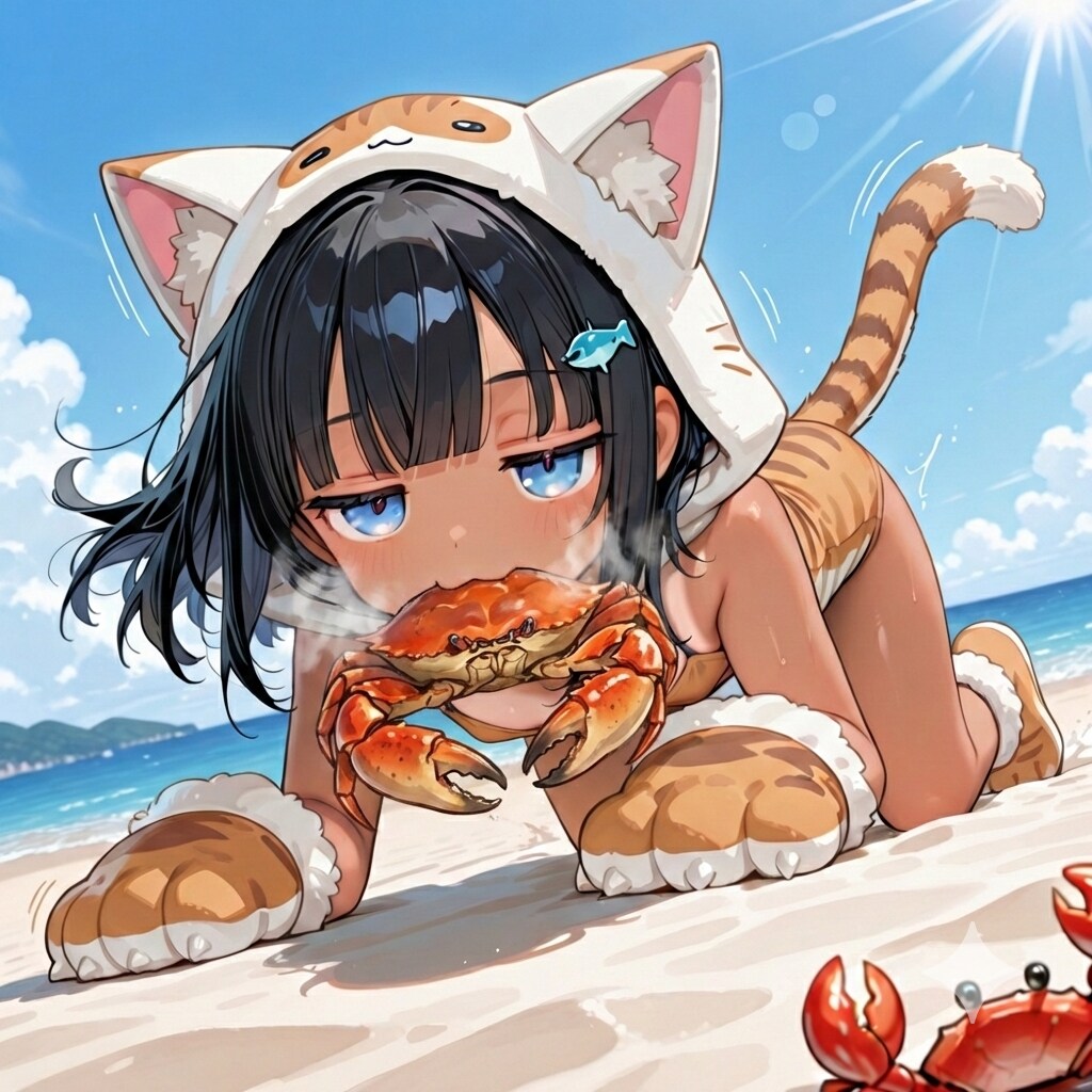 こなネコもかにをくえるんだな🦀