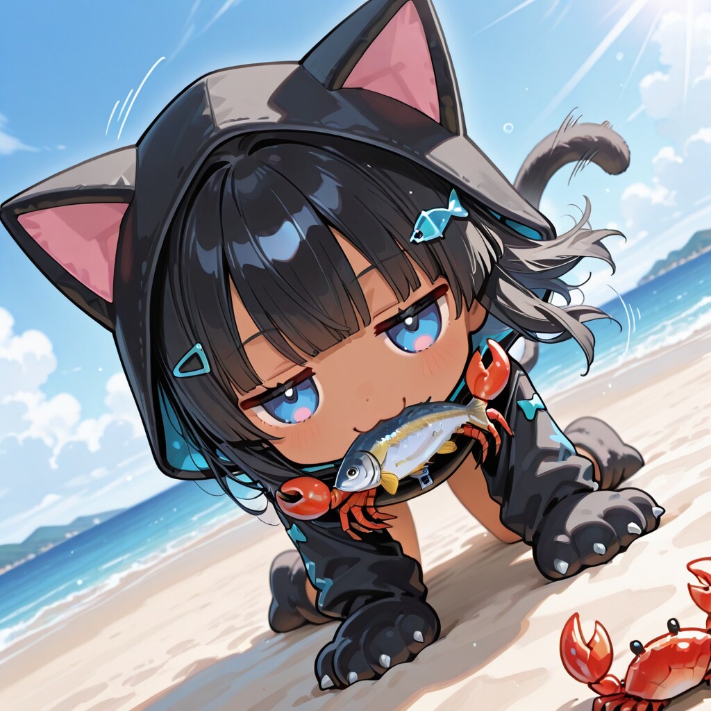 こなネコもかにをくえるんだな🦀