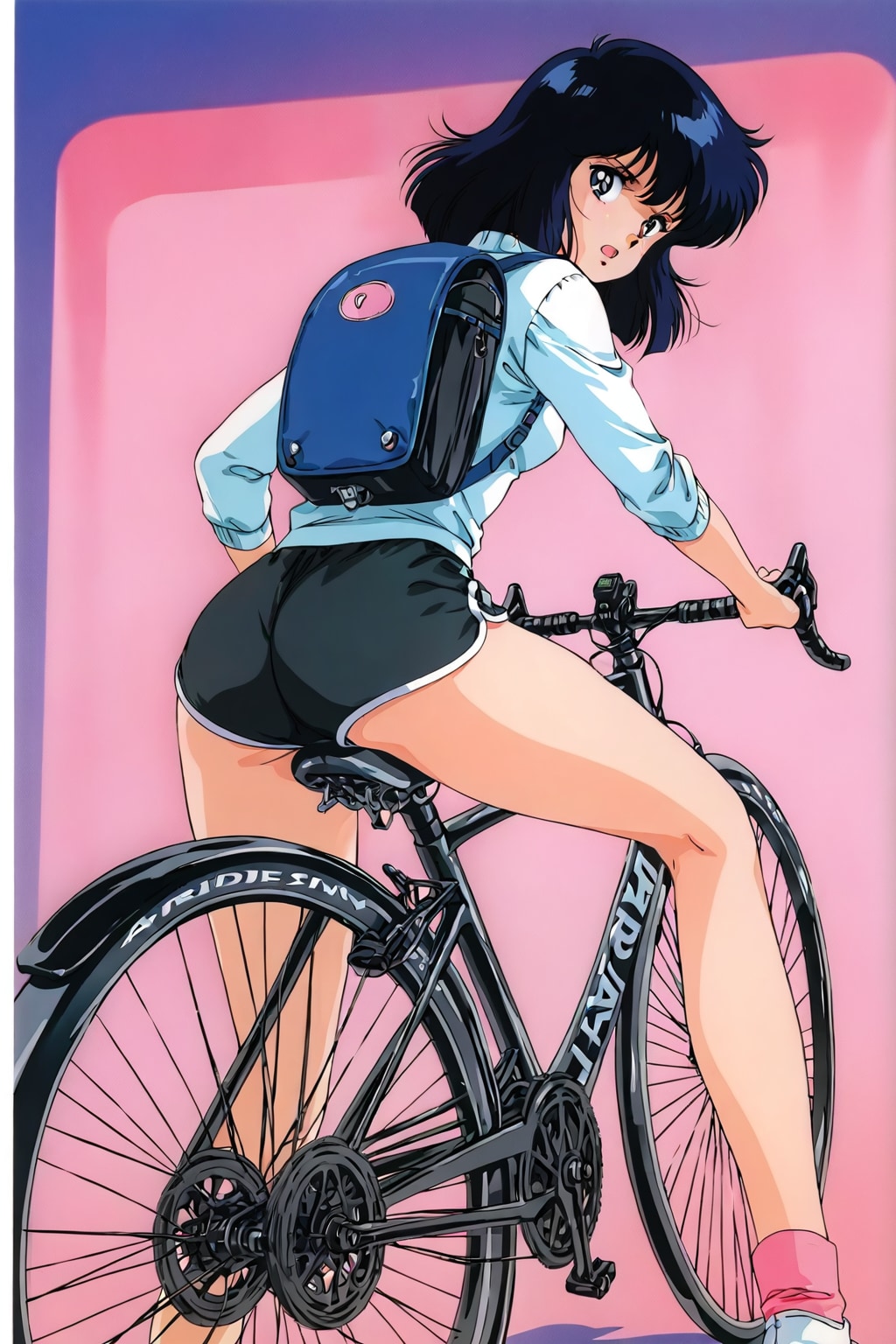 自転車のサドルに座る
