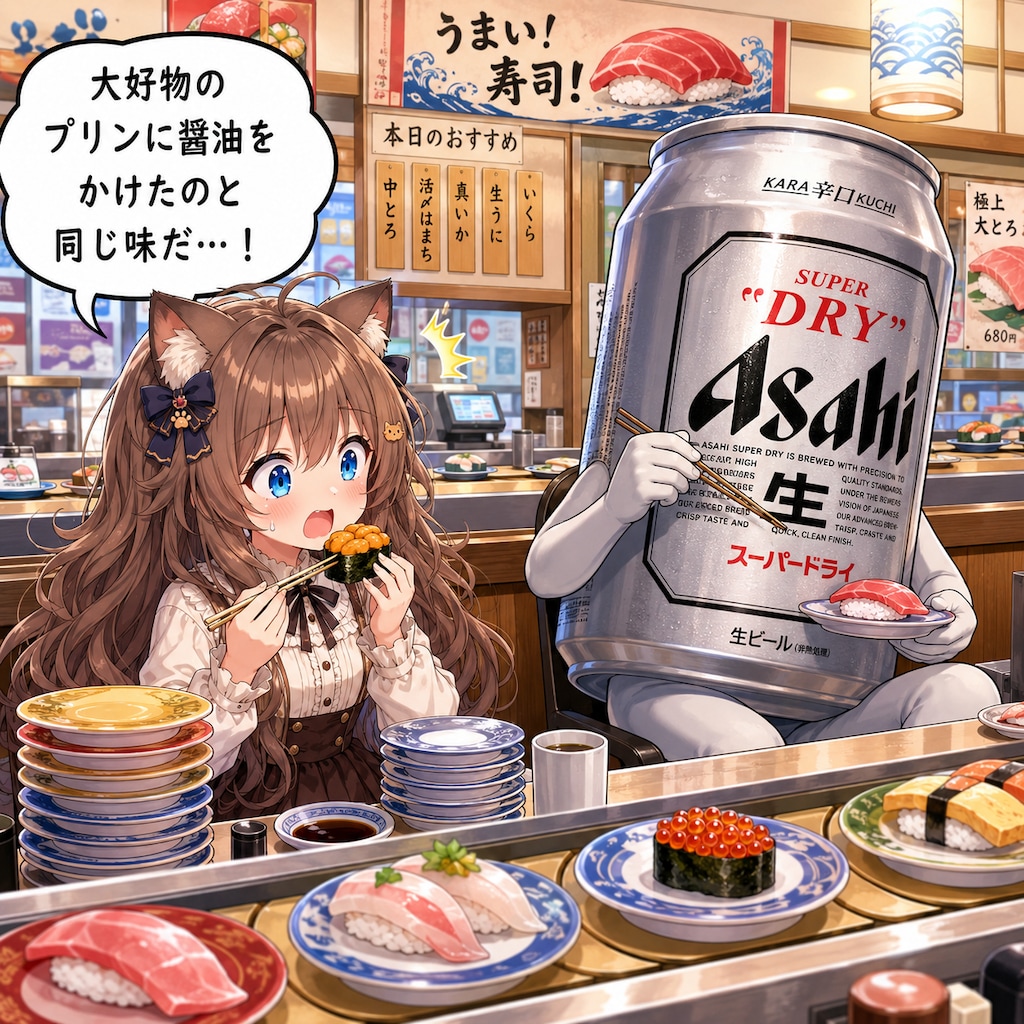ウニを食べて驚く小さな女の子