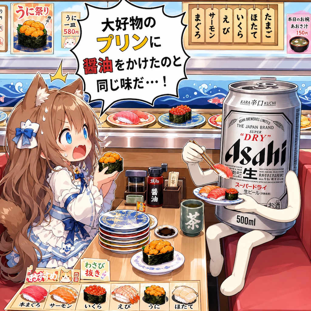 ウニを食べて驚く小さな女の子