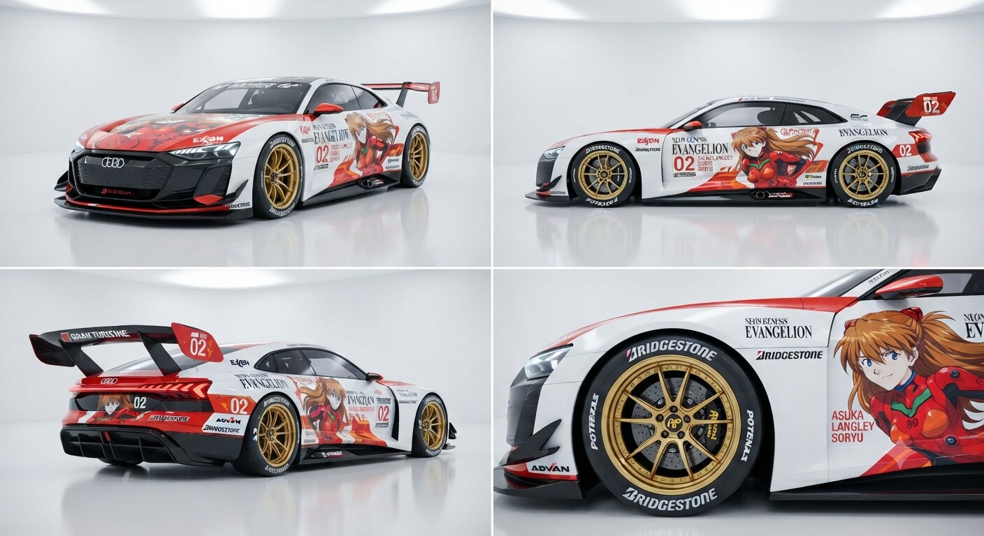 アウディビジョングランツーリスモ新世紀エヴァンゲリオン痛車レーシングカー | の人気AIイラスト・グラビア