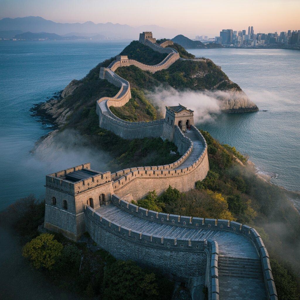 万里の長城風の島