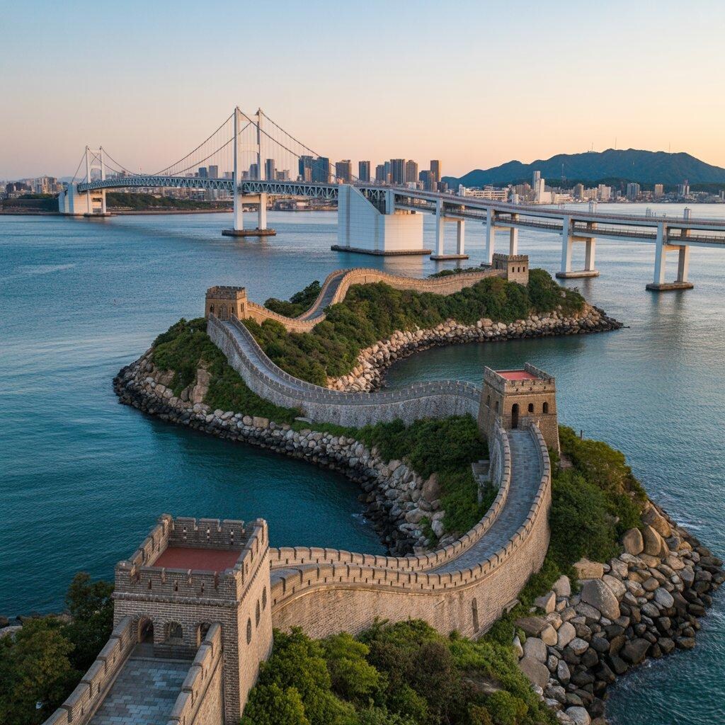 万里の長城風の島