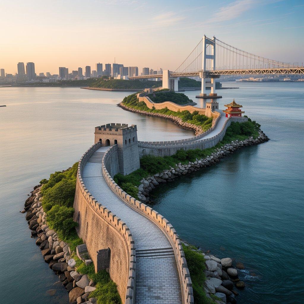 万里の長城風の島