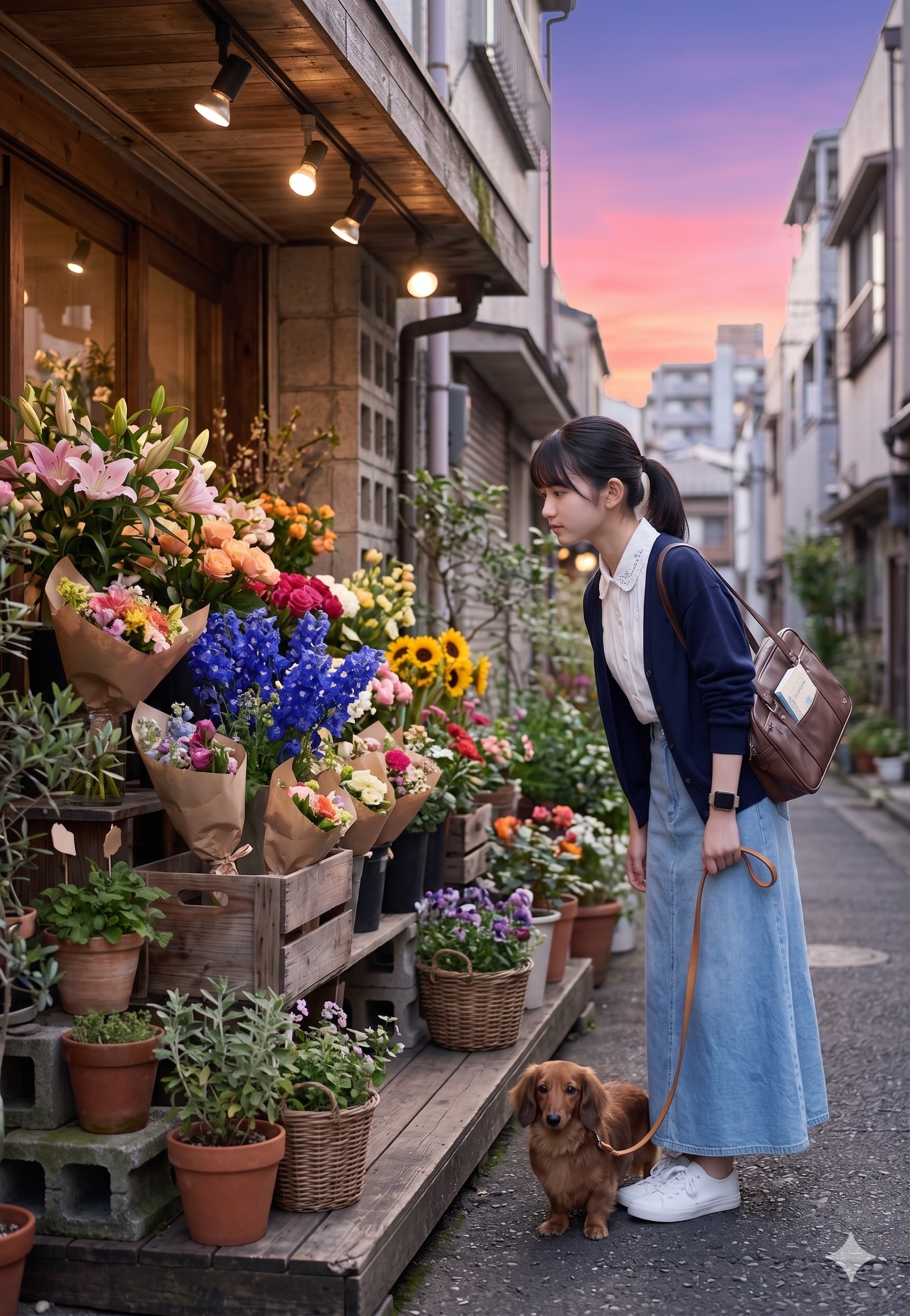 普通の美少女　路地裏の花屋 | の人気AIイラスト・グラビア