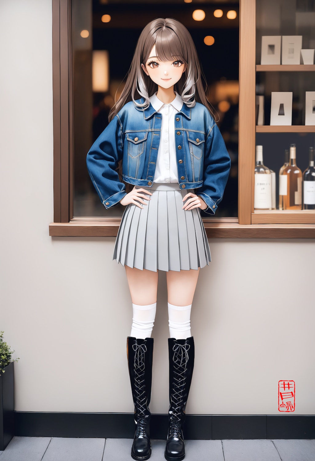 ロングソックス＆ブーツの組合せ