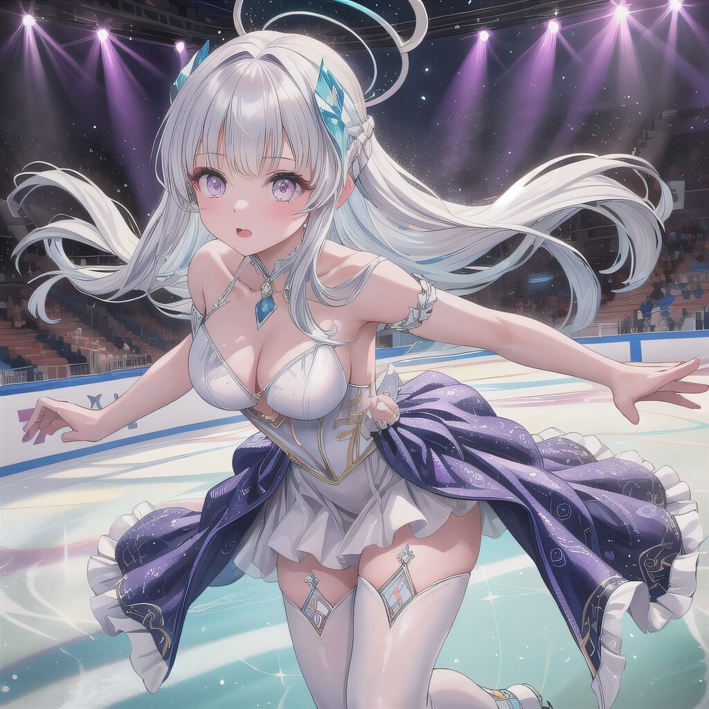 白髪ロングでアイススケートの少女５