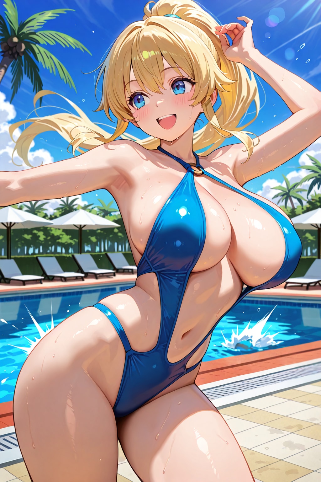 金髪ポニテ（リゾートプール）