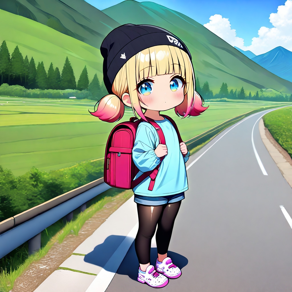 自然豊かな夏の道を歩く