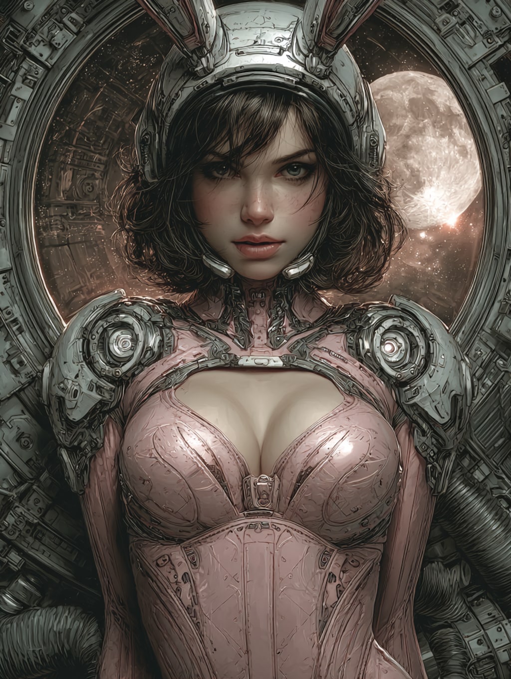 桃色兎耳機械化少女