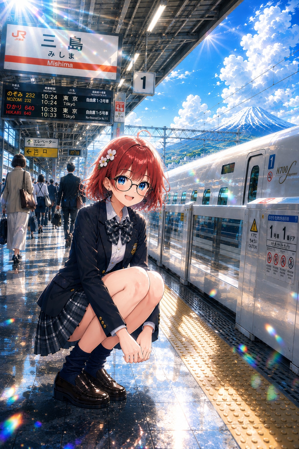 夏空を駆ける、三島駅の朝。