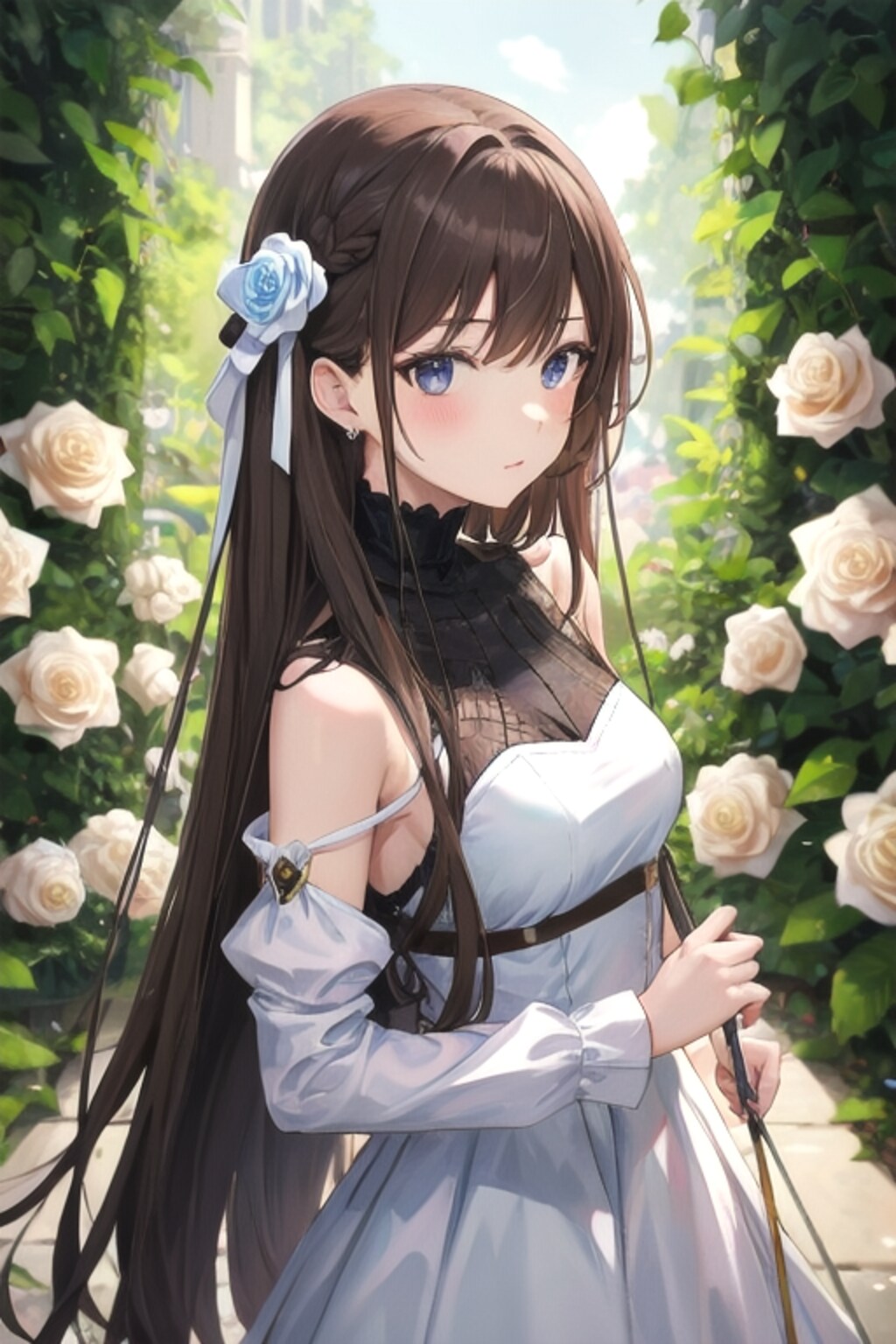 みことちゃんと白い薔薇