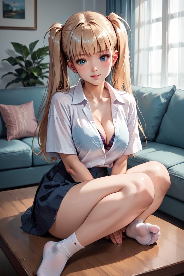 無防備な金髪娘
