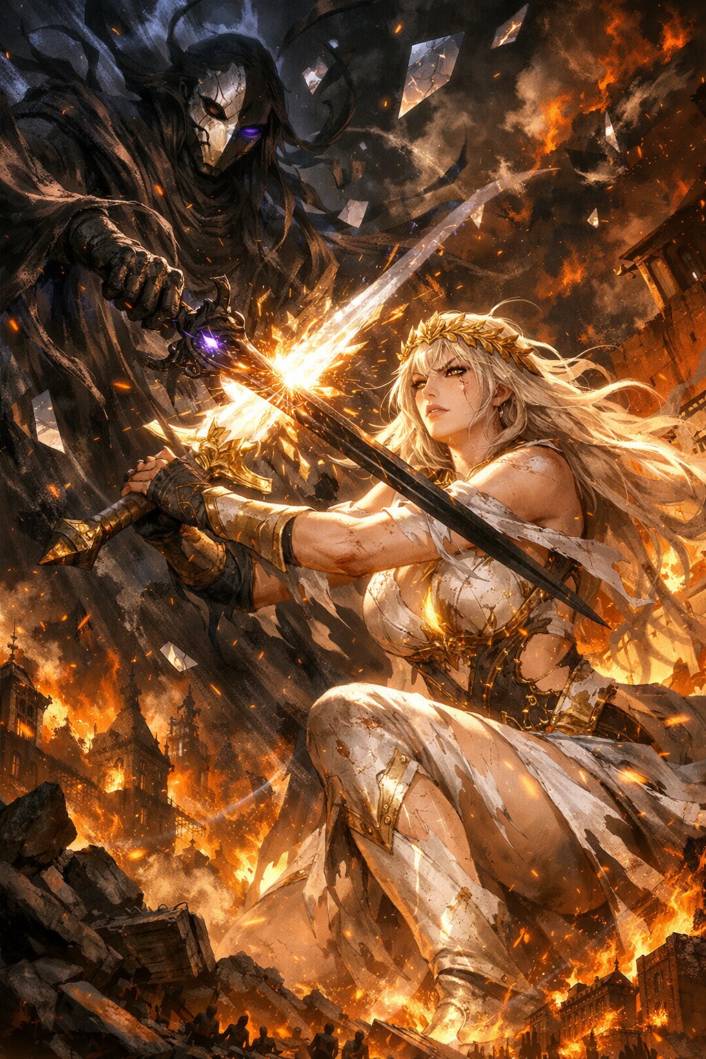 【燃ゆる街にて、光は欺きを断つ――光の女神ルミナリア】