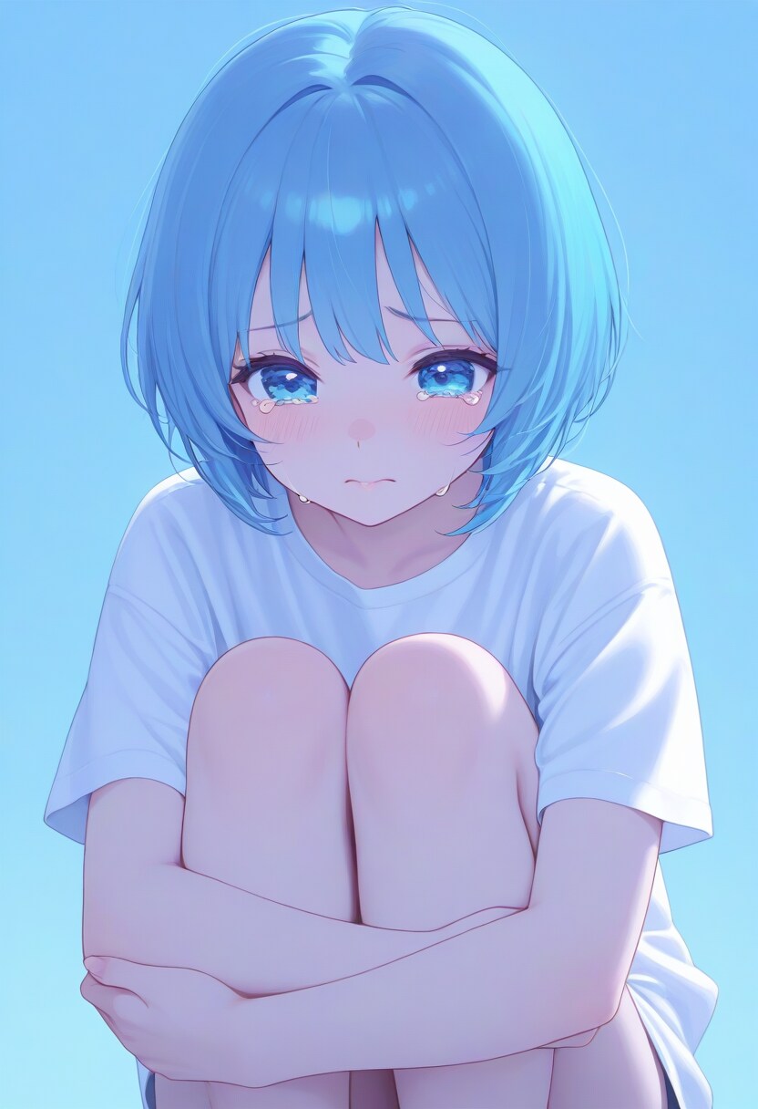 膝を抱えて | の人気AIイラスト・グラビア