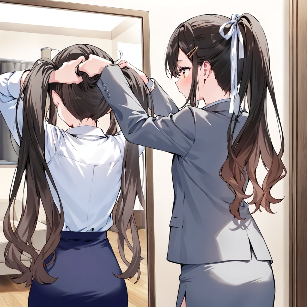 一緒に外回りに行く後輩の髪の毛のセット | の人気AIイラスト・グラビア