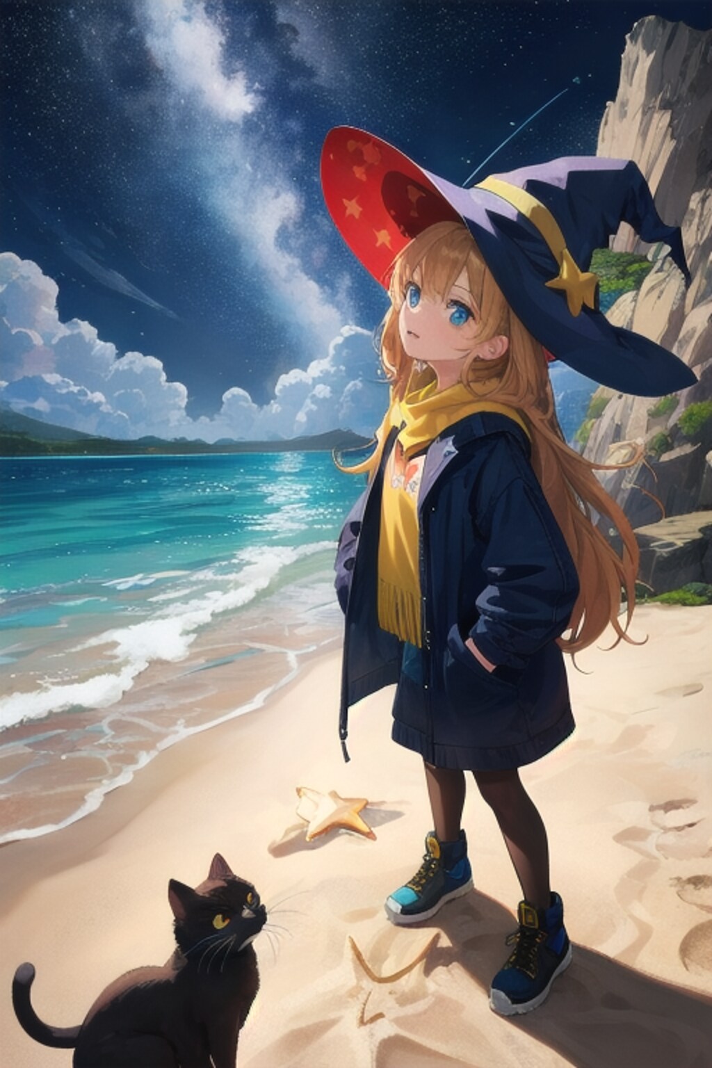 砂浜の魔女と星空