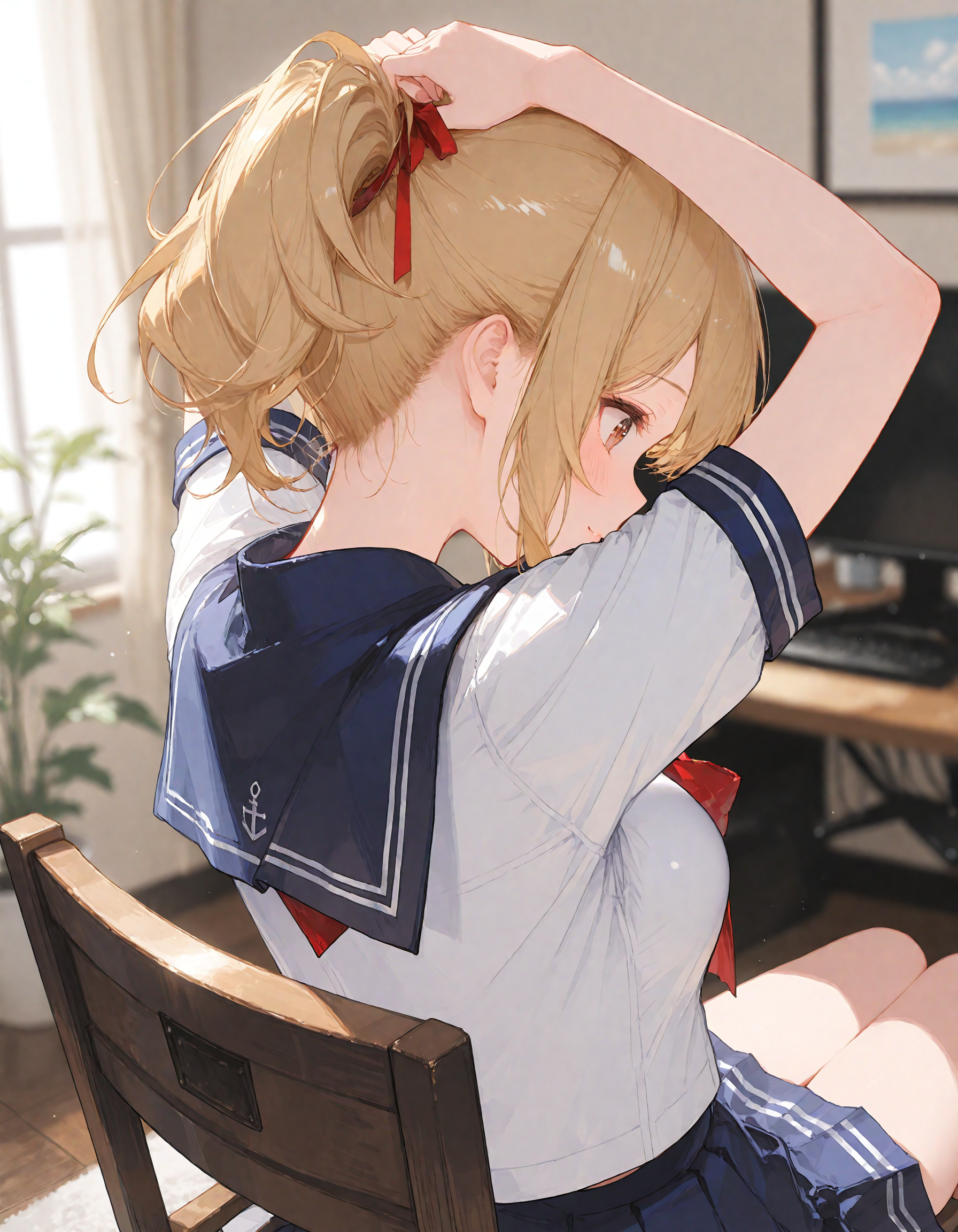 ポニーテールを結ぶ金ポニテちゃん