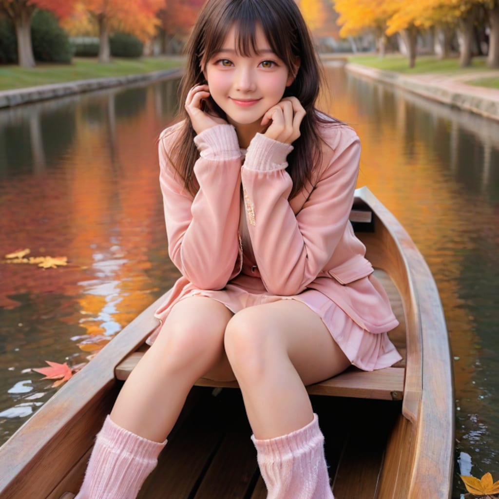 ピンクちゃんと公園ボート