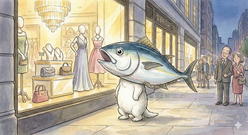 100円ショップでマグロヘッドを買った白ラッコ