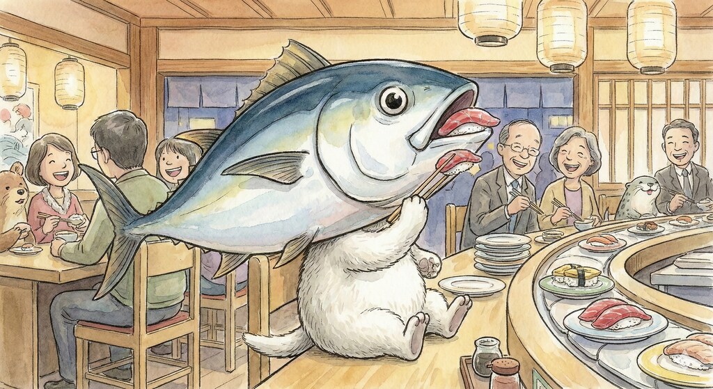 100円ショップでマグロヘッドを買った白ラッコ
