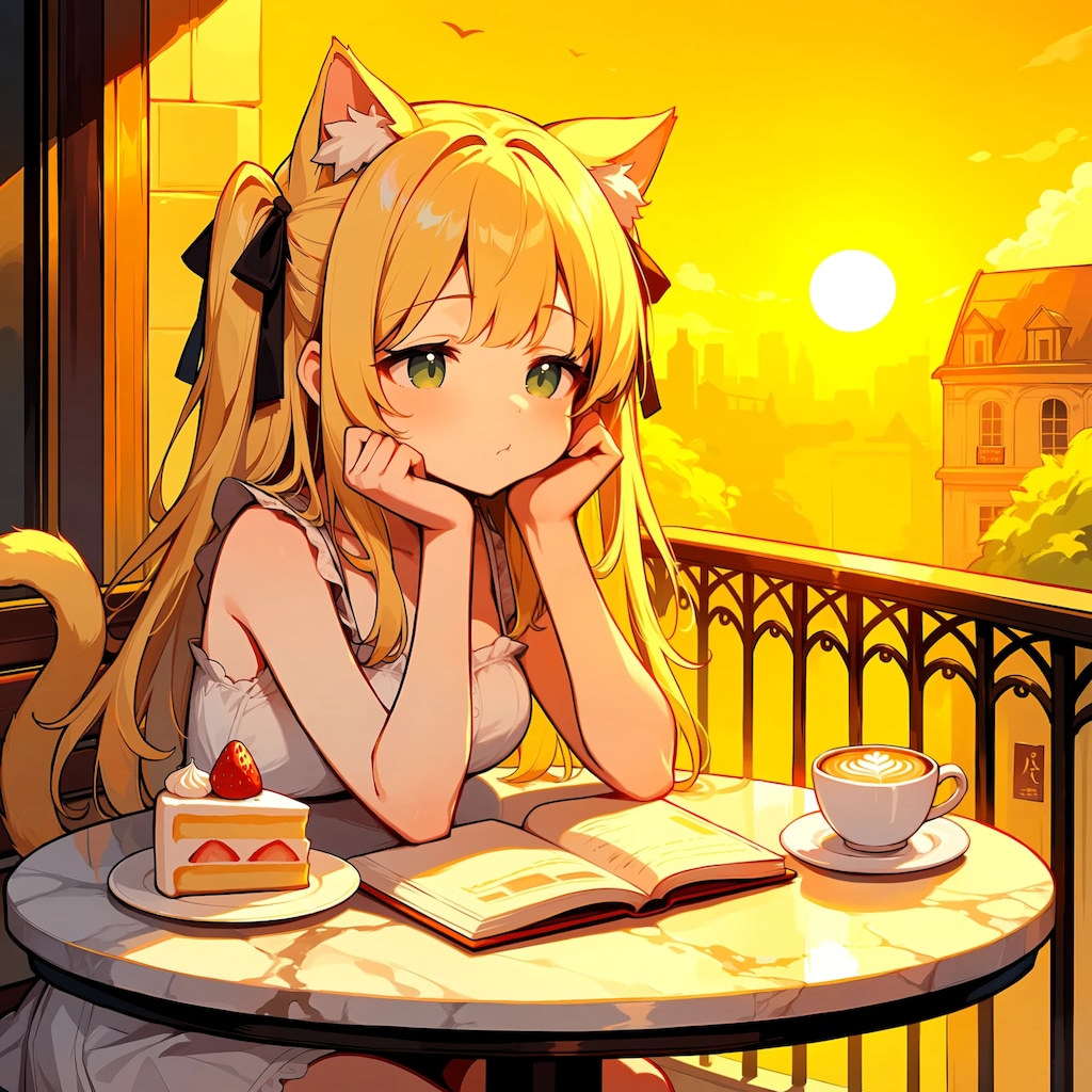 夕焼けのカフェテラス